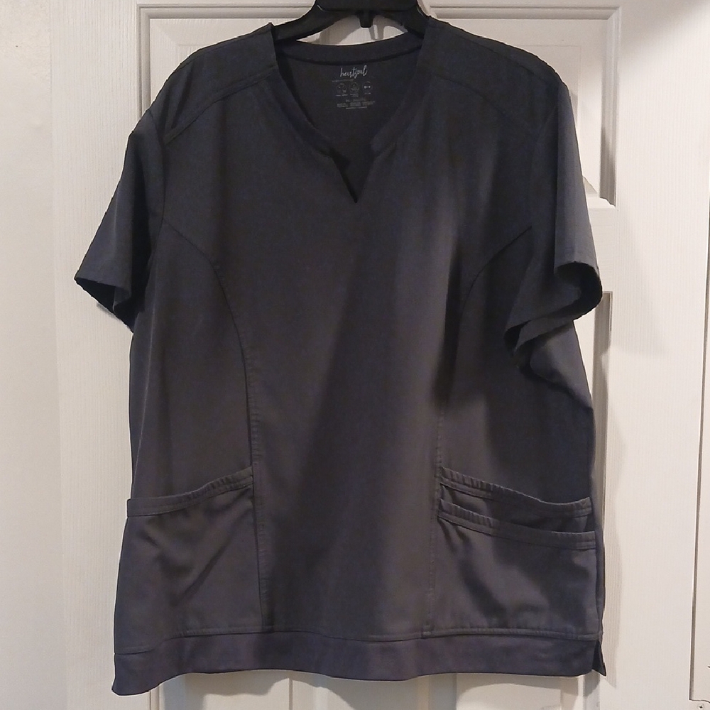 Heart Soul Dark Gray V-Neck Scrub Top